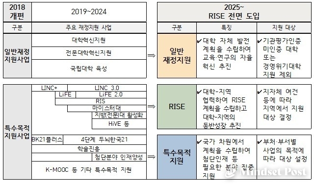고등교육 재정지원 사업체계도. (자료 교육부)